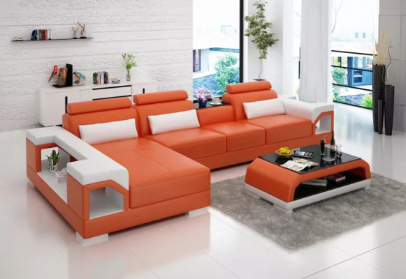 Designerski narożnik skórzany komplet wypoczynkowy sofa Podkładka kanapy sofy skórzana kanapa