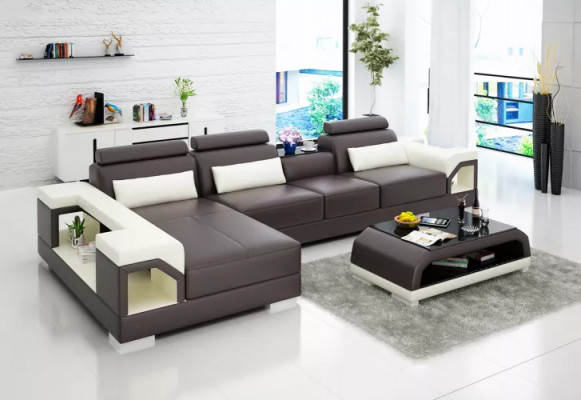 Designerski narożnik skórzany komplet wypoczynkowy sofa Podkładka kanapy sofy skórzana kanapa