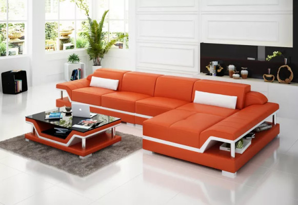 Żywy krajobraz Skórzana sofa Narożnikowa kanapa w kształcie litery L Nowoczesna sofa Narożnikowa kanapa Podkładka