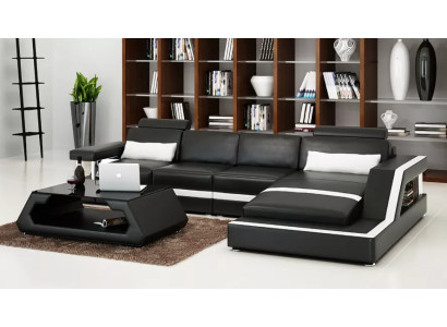 Narożnikowa kanapa Podkładka skórzana sofa Narożnikowa kanapa Nowoczesna sofa w kształcie litery L Żywy krajobraz