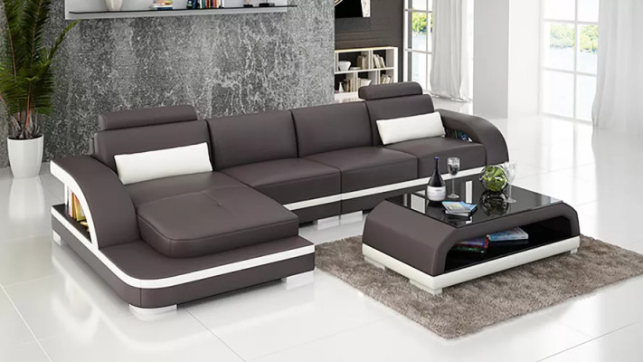 Nowoczesna sofa Żywy krajobraz Skórzana sofa Narożnikowa kanapa Podkładka Narożnikowa kanapa w kształcie litery L