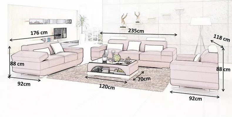 Nowoczesna kanapa Zestaw sofowy 321 miejsce do siedzenia stolik kawowy skórzana sofa sofa Żywy krajobraz