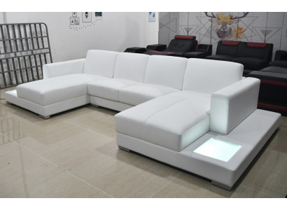 Sofa skórzana Sofa Nowoczesna Podkładka Skóra Design Narożnikowa kanapa Kanapa Materiał Żywy krajobraz