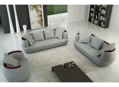 Sofa skórzana Zestaw sofowy 3+2+1 Kanapa Siedziba Podkładka Sofa Ustaw Zestaw New Royal Grey