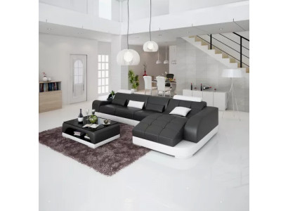 Narożnikowa kanapa Nowoczesna sofa skórzana w kształcie litery L Narożnikowa kanapa Podkładka Żywy krajobraz