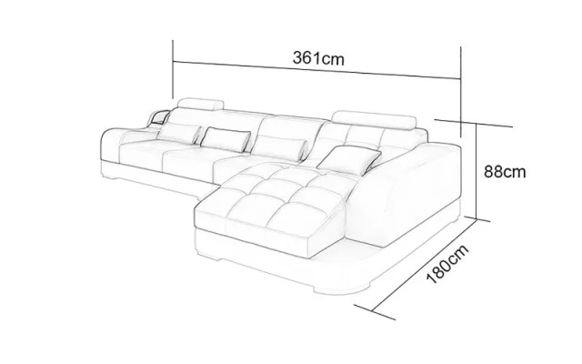 Narożnikowa kanapa Nowoczesna sofa skórzana w kształcie litery L Narożnikowa kanapa Podkładka Żywy krajobraz