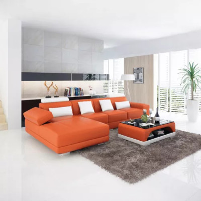 Skórzana sofa Narożnikowa kanapa Podkładka Designerska sofa Nowoczesna sofa Narożnikowa kanapa w kształcie litery L