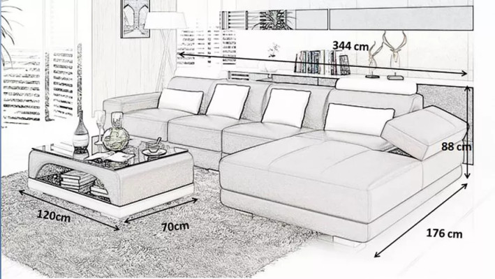 Skórzana sofa Narożnikowa kanapa Podkładka Designerska sofa Nowoczesna sofa Narożnikowa kanapa w kształcie litery L