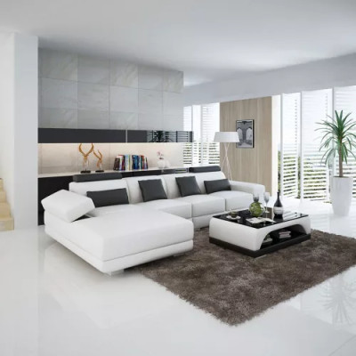 Skórzana sofa Narożnikowa kanapa Podkładka Designerska sofa Nowoczesna sofa Narożnikowa kanapa w kształcie litery L