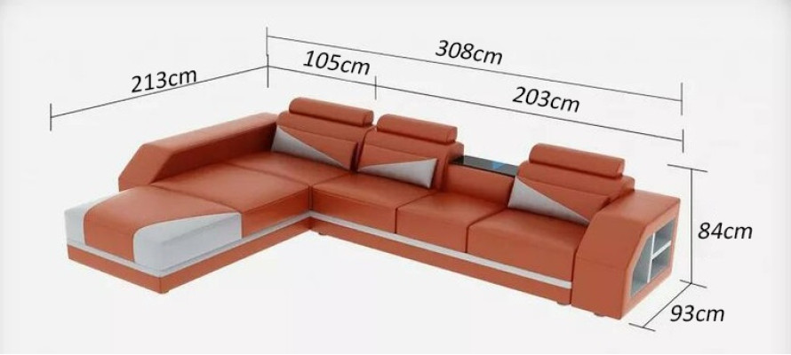 Kanapa Narożnikowa Podkładka Designerska sofa Nowoczesna sofa Skórzana sofa Narożnikowa kanapa w kształcie litery L