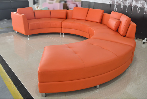 Sofa skórzana Sofa Nowoczesna Podkładka Skóra Okrągły Żywy krajobraz Narożnikowa kanapa Okrągły Couch