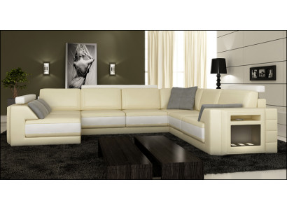Designerska sofa Narożnikowa kanapa Kanapa Sofa skórzana Podkładka Siedziba Narożnik Ustawić +światło PHM3027