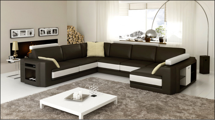 Designerska sofa Narożnikowa kanapa Kanapa Sofa skórzana Podkładka Siedziba Narożnik Ustawić +światło PHM3027