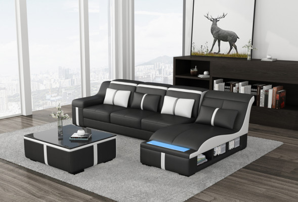 Design Narożnik Sofa USB LED + Tablica Podkładka Narożnik Siedziba Skóra Ustawić Żywy krajobraz