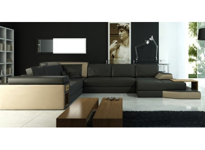XXL Design Narożnikowa kanapa Duża Sofa z USB Couch Wohlandschaft U Form Skóra Włókienniczy Narożnik