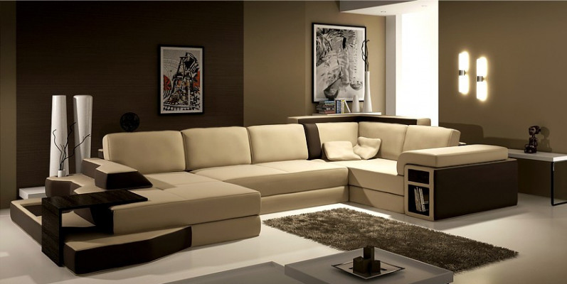XXL Design Duża Sofa +USB Narożnikowa kanapa Kanapa Wohlandschaft U Form Skóra Włókienniczy Narożnik