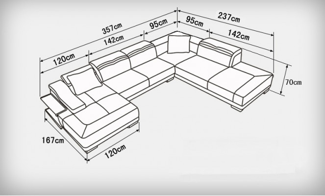 Narożnikowa kanapa Designerska sofa w kształcie litery L Podkładka Siedziba Ustawić Skóra Żywy krajobraz