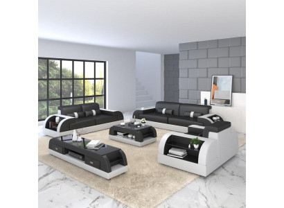 Zestaw sofowy 3+2+1 Couch Podkładka Włókienniczy Siedziba Podkładka Ustawić Skóra Design Sofy