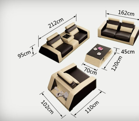 Sofa skórzana Kanapa Zestaw sofowy Nowa 3+2+1 miejsce do siedzenia Ustawić Design Nowoczesna Sofa +USB