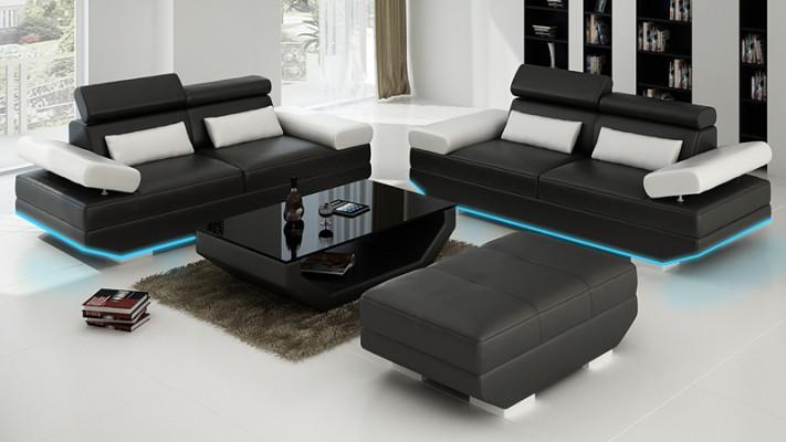 Skórzana sofa sofa z USB Żywy krajobraz 2+2 Ustawić designerską kanapę