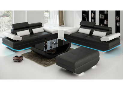 Skórzana sofa sofa z USB Żywy krajobraz 2+2 Ustawić designerską kanapę