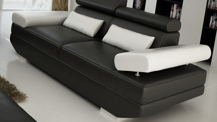 Skórzana sofa sofa z USB Żywy krajobraz 2+2 Ustawić designerską kanapę