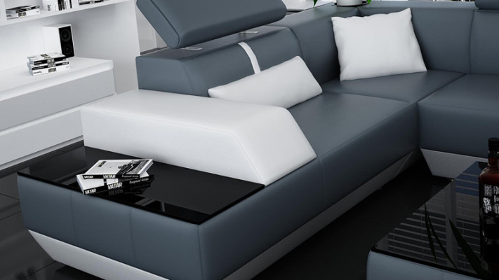 Skórzana sofa kanapa Żywy krajobraz Narożnikowa kanapa Ustaw Design Modern Sofa K5015