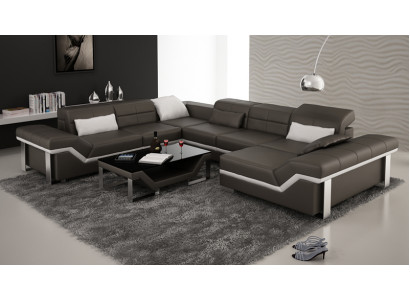 Skórzana sofa kanapa Żywy krajobraz Narożnikowa kanapa Ustaw projekt nowoczesnej sofy