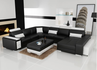Skórzana sofa kanapa Żywy krajobraz Narożnikowa kanapa Nowoczesny projekt wystroju Narożnika Ustawić