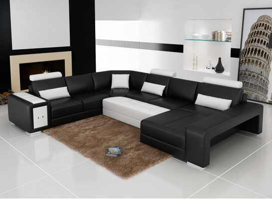 Skórzana sofa kanapa Żywy krajobraz Narożnikowa kanapa Nowoczesny projekt wystroju Narożnika Ustawić
