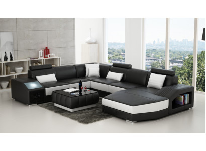 Skórzana Sofa Kanapa Kształt U Żywy krajobraz Narożnikowa kanapa Ustawić Design Nowoczesna Sofa