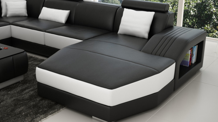 Skórzana Sofa Kanapa Kształt U Żywy krajobraz Narożnikowa kanapa Ustawić Design Nowoczesna Sofa