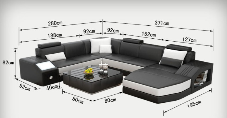 Skórzana Sofa Kanapa Kształt U Żywy krajobraz Narożnikowa kanapa Ustawić Design Nowoczesna Sofa