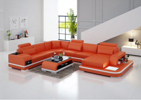 Skórzana sofa kanapa Żywy krajobraz Narożnikowa kanapa Narożnik Ustawić Design Modern