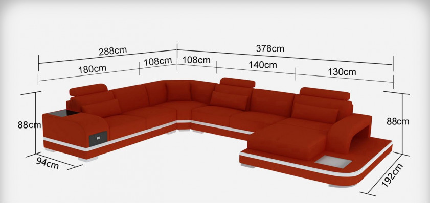 Skórzana sofa kanapa Żywy krajobraz Narożnikowa kanapa Narożnik Ustawić Design Modern