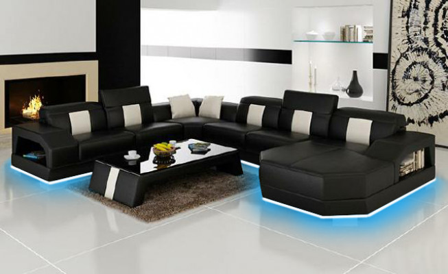 Żywy krajobraz Couch Podkładka Narożnik Ustawić designerską skórzaną sofę