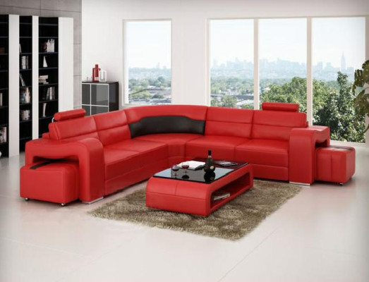 Skórzana sofa z USB Narożnikowa kanapa narożnik designerska Żywy krajobraz Sofa w kształcie litery L PISA