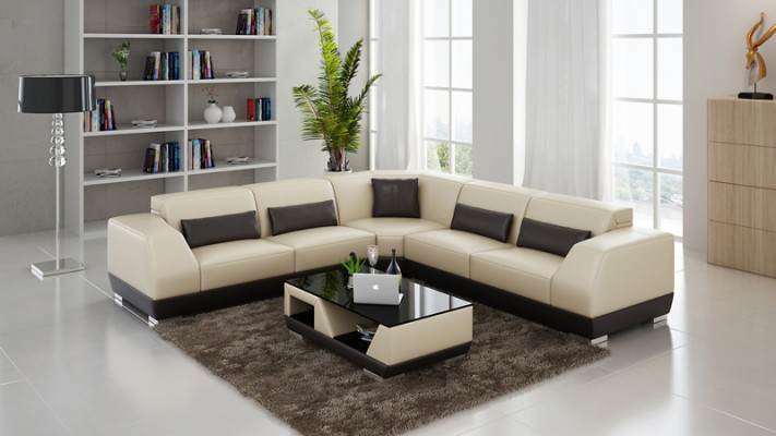 Skórzana sofa z USB Żywy krajobraz Narożnikowa kanapa Narożnik Ustaw Design Modern Sofa G8024B