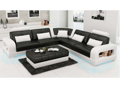 Sofa skórzana USB Żywy krajobraz Narożnikowa kanapa Narożnik Ustaw Design Sofa Couch L6008B Nowość