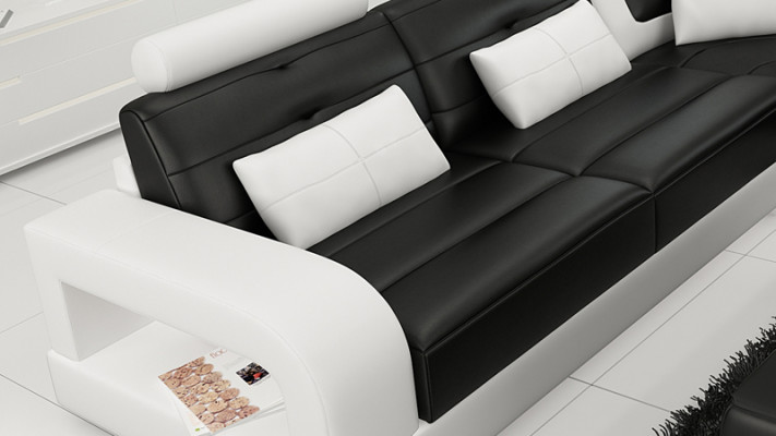 Sofa skórzana USB Żywy krajobraz Narożnikowa kanapa Narożnik Ustaw Design Sofa Couch L6008B Nowość