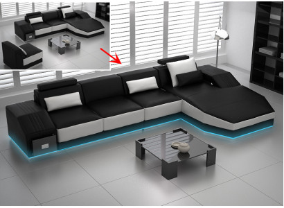 Skórzana sofa na USB, Żywy krajobraz Narożnikowa kanapa Narożnik Ustaw Design Modern Sofa L6003C