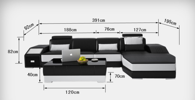 Skórzana sofa na USB, Żywy krajobraz Narożnikowa kanapa Narożnik Ustaw Design Modern Sofa L6003C