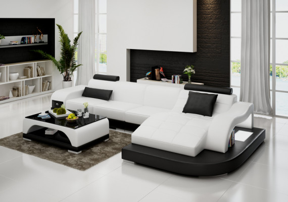 Skórzana sofa z USB Żywy krajobraz Narożnikowa kanapa Narożnik Ustaw Design Modern Sofa G8009D