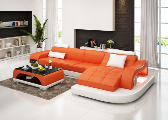 Skórzana sofa z USB Żywy krajobraz Narożnikowa kanapa Narożnik Ustaw Design Modern Sofa G8009D
