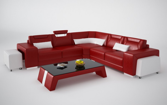 Skórzana sofa z USB Żywy krajobraz Narożnikowa kanapa Narożnik Ustaw Design Modern Sofa F3011B