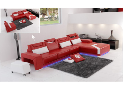 Skórzana sofa na USB, Żywy krajobraz Narożnikowa kanapa Narożnik Ustaw Design Modern Sofa F3011C