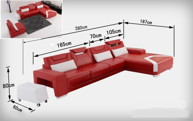 Skórzana sofa na USB, Żywy krajobraz Narożnikowa kanapa Narożnik Ustaw Design Modern Sofa F3011C
