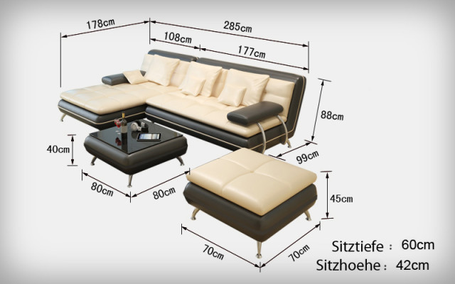 Skórzana sofa kanapa Żywy krajobraz Narożnikowa kanapa Narożnik Ustaw Design Nowoczesna Sofa Nowość F3015