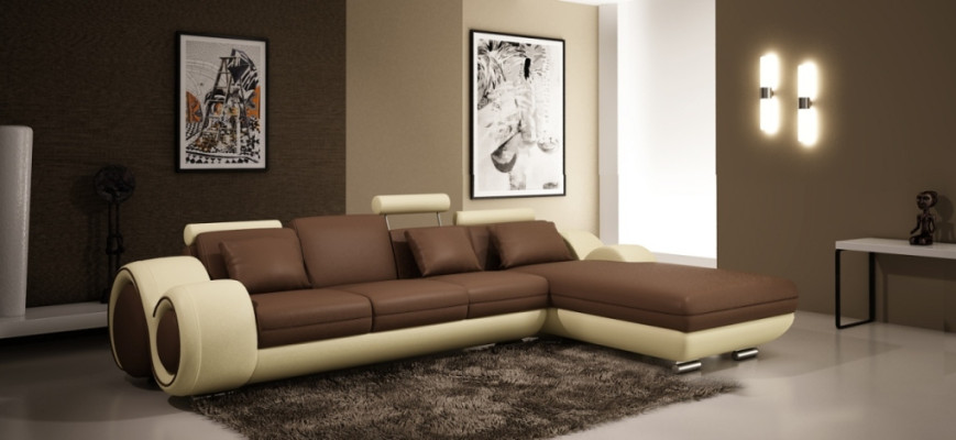 Skórzana sofa kanapa Żywy krajobraz Narożnik kanapa Narożnik Ustaw Design Modern Sofa A1163E