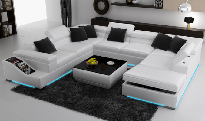 Skórzana sofa sofa kanapa Żywy krajobraz Narożnikowa kanapa Narożnik Ustaw Design Modern U K5006